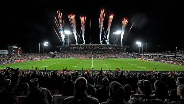 Fireworks explode over FMG Stadium Waikato to a sold out crowd.