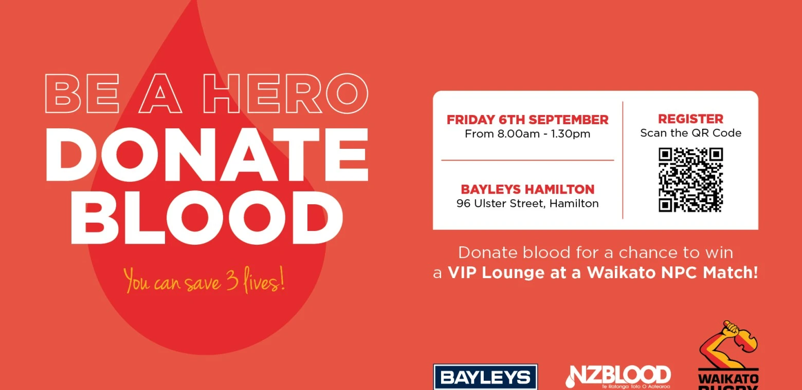 The Waikato Rugby x Bayleys Blood Drive